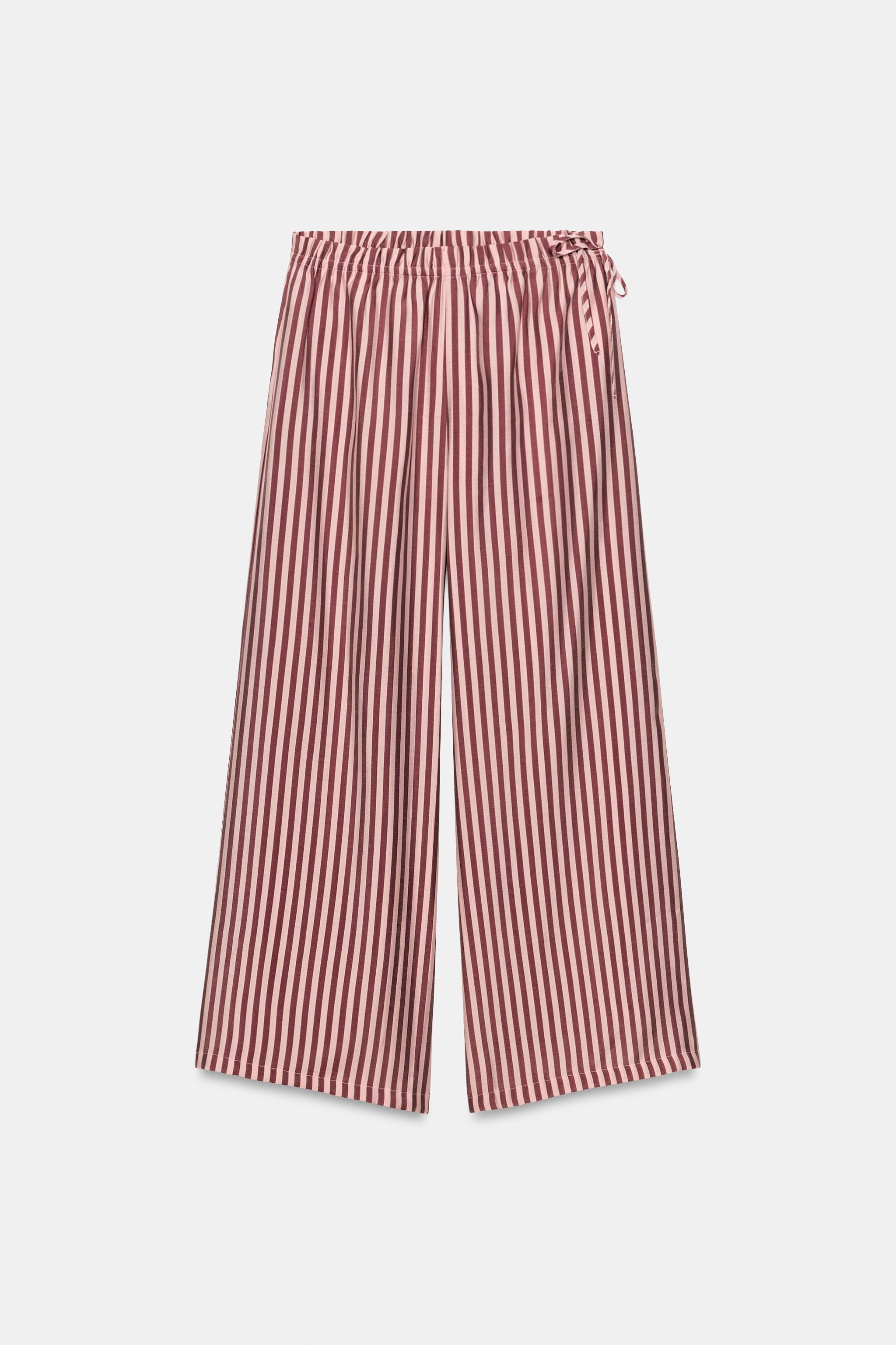 Zara Çizgili Geniş Paça Pantolon görsel 5