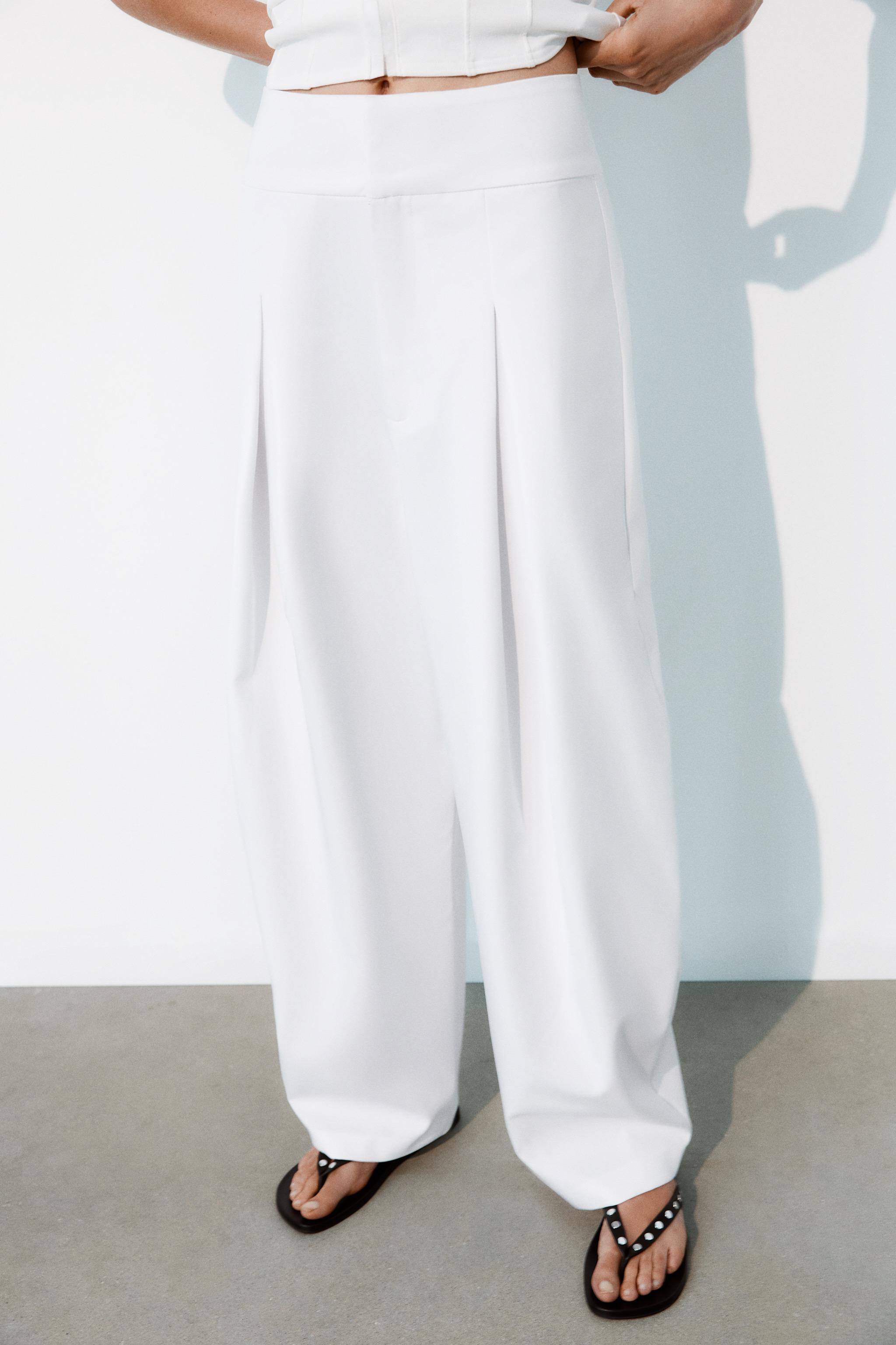 PLEATED BALLOON PANTS — White