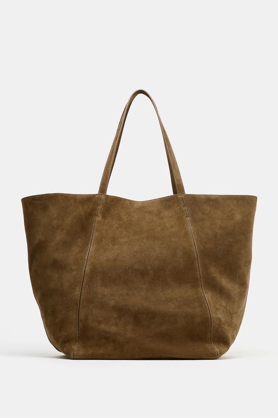MAXI SAC SHOPPER EN DAIM - Vert mousse de Zara - Image 2
