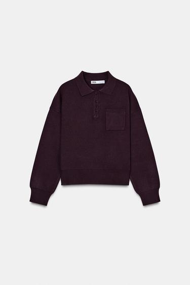 POLO NECK SWEATER WITH POCKET - Burgundy by Zara - Image 4