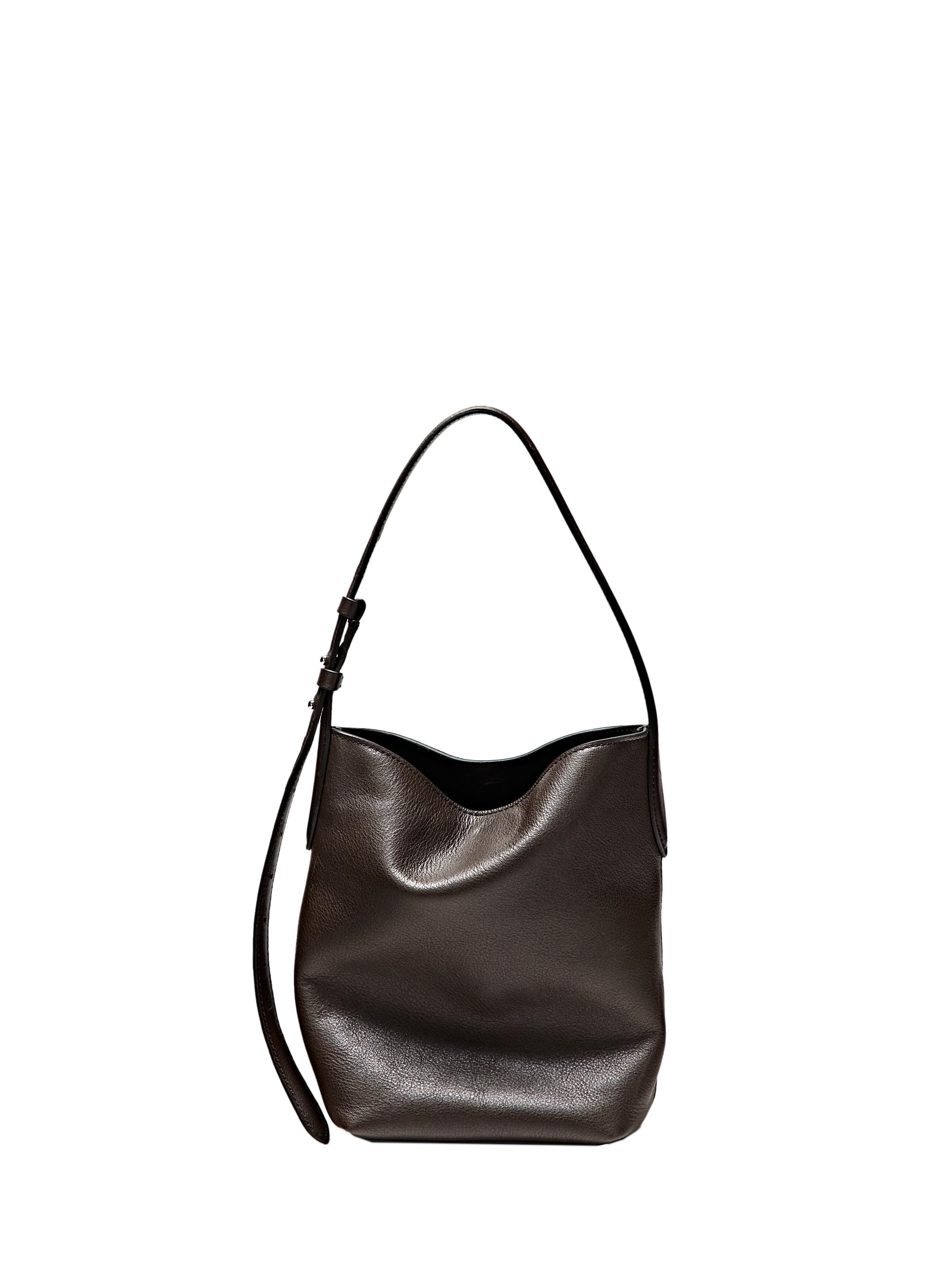 Nappa leather mini bucket bag — Brown