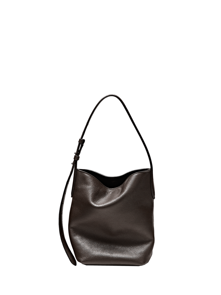 Nappa leather mini bucket bag — Brown