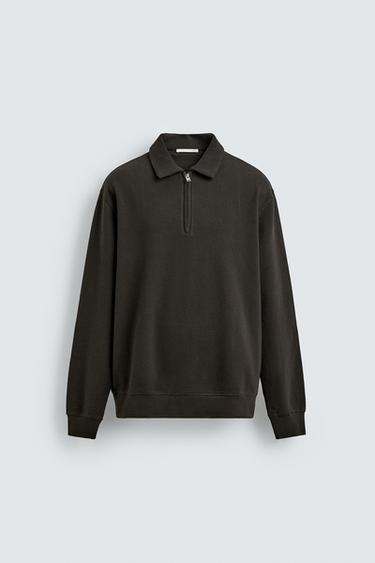 POLO-SWEATSHIRT MIT REISSVERSCHLUSS - Braun von Zara