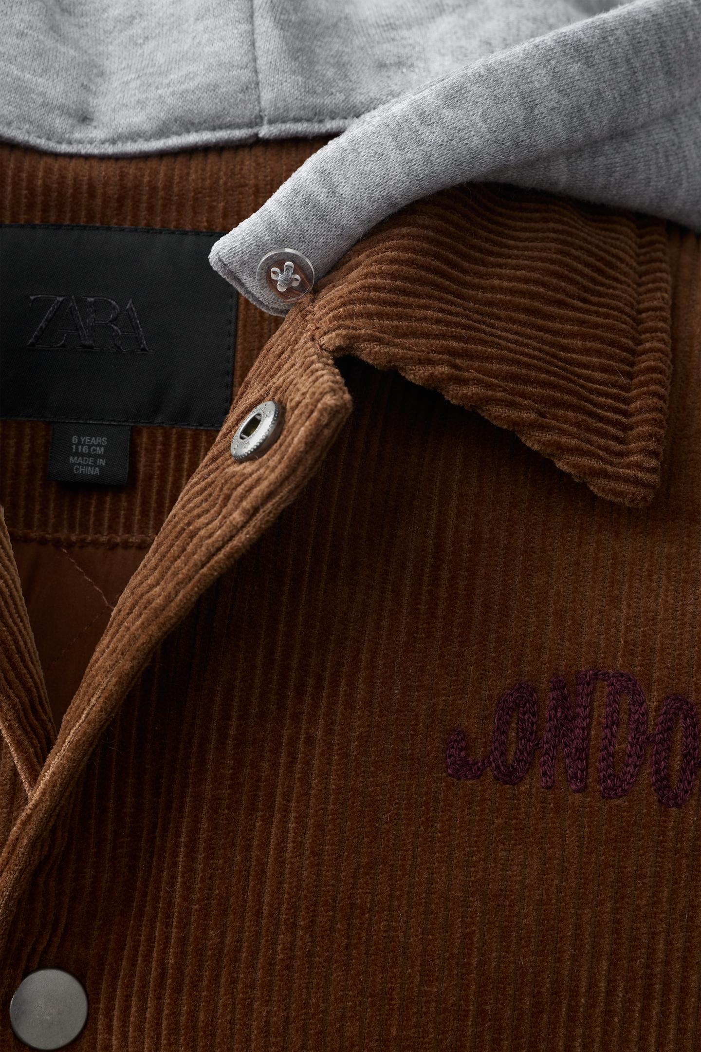 Детская куртка Zara Bomber with Detachable Hood, цвет: Коричневый — фото 9