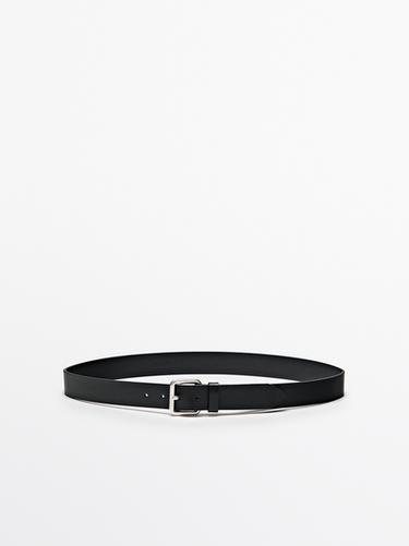Cinturón piel hebilla metalizada - Negro de Zara