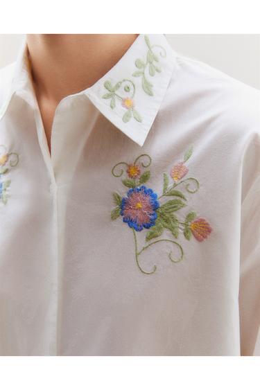 EMBROIDERED CROCHET SHIRT - Oyster-white by Zara - Image 5