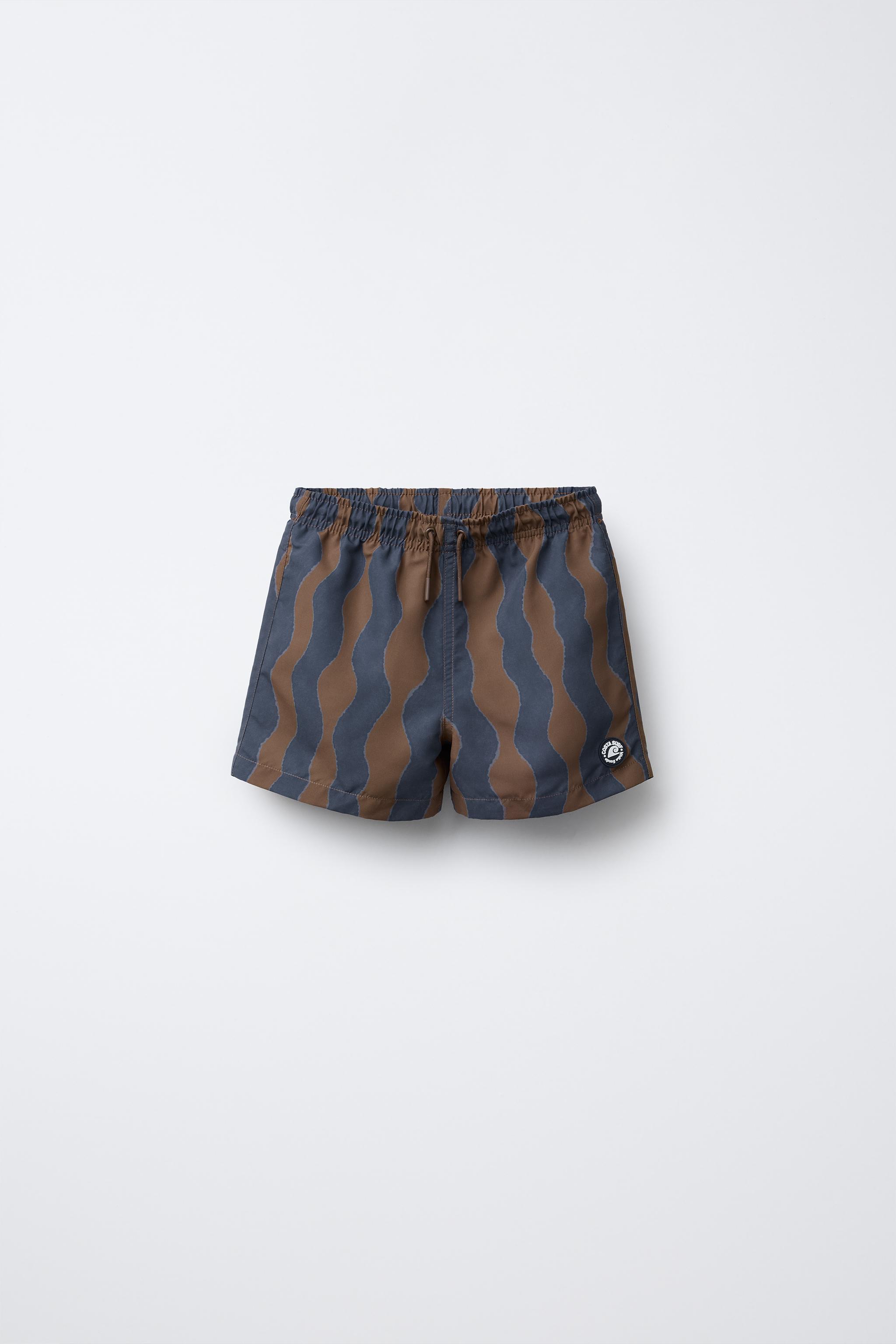 6-14 YEARS/ WAVE PRINT SWIM SHORTS - Blue | ZARA United States