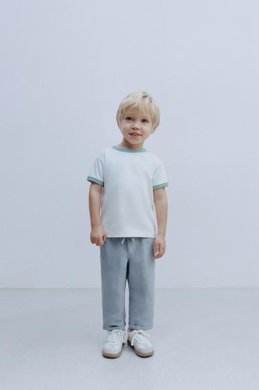 PANTALÓN RECTO CON LINO - Azul claro de Zara