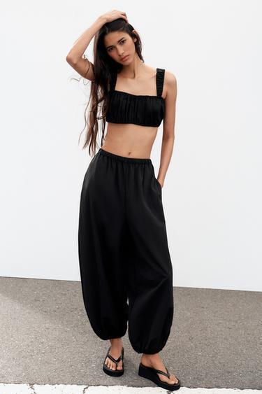 NYLONOWE SPODNIE BOMBACHO - Czarny Zara