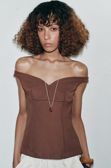 TOP CON SPALLE SCOPERTE - Bordeaux scuro di Zara