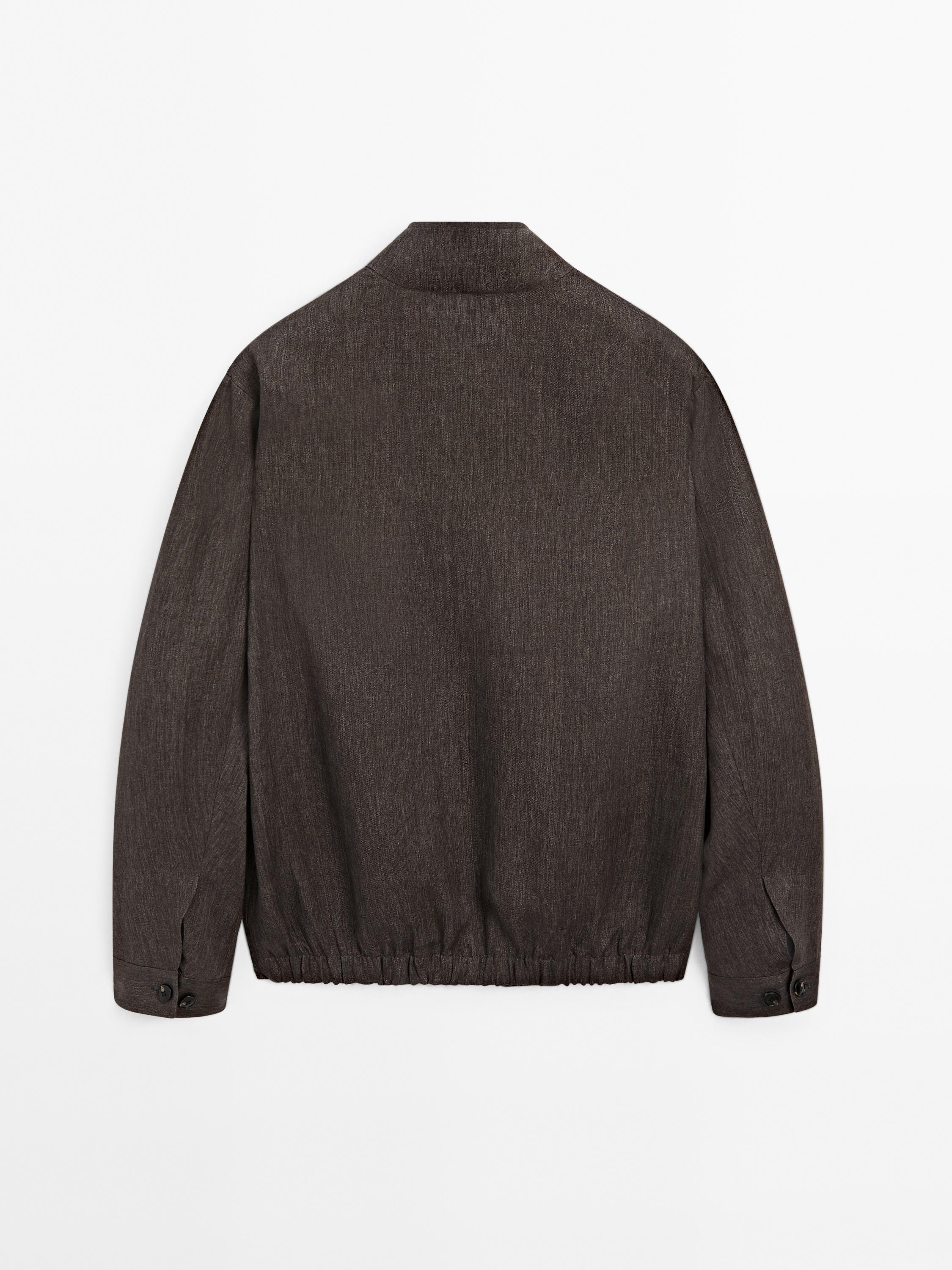 Veste bomber total look lin délavé