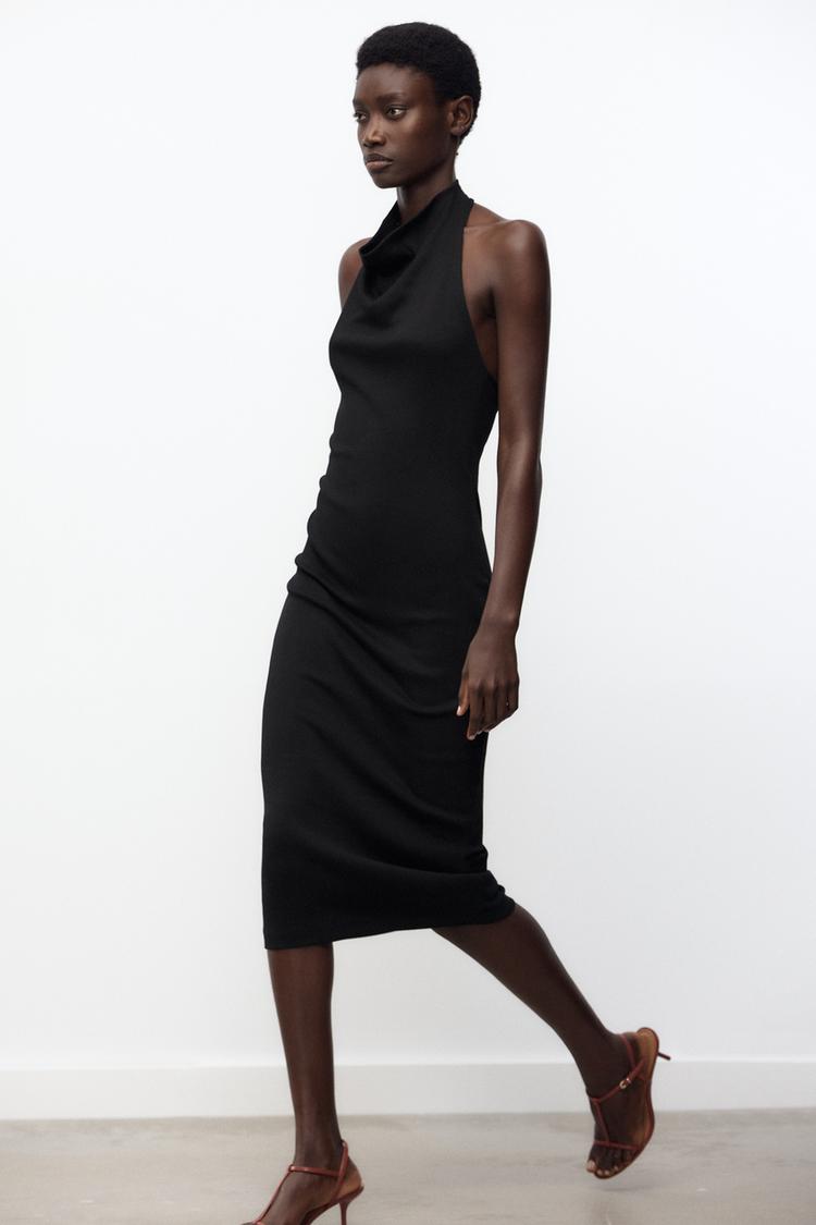 Midi Dress Robe Fourreau Noire Zara ROBE MIDI PLIS Noir ZARA France