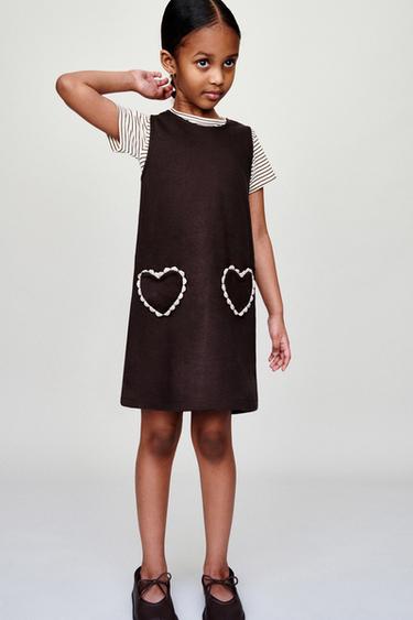 Zara SOFT WOVEN STRIPED T-SHIRT - Chocolate