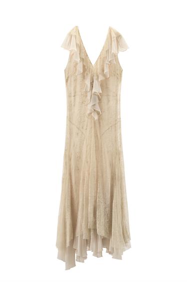 ZW COLLECTION LACE FRILL DRESS - Ecru by Zara