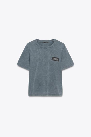 SHORT SLEEVE T-SHIRT WITH LABEL - Anthracite grey by Zara