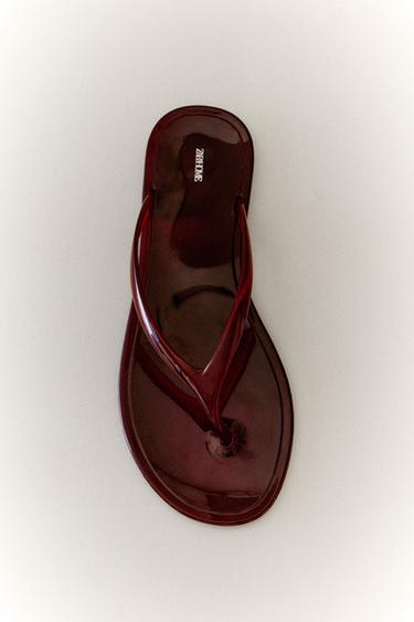 FLAT JELLY SANDALS - Burgundy Red by Zara