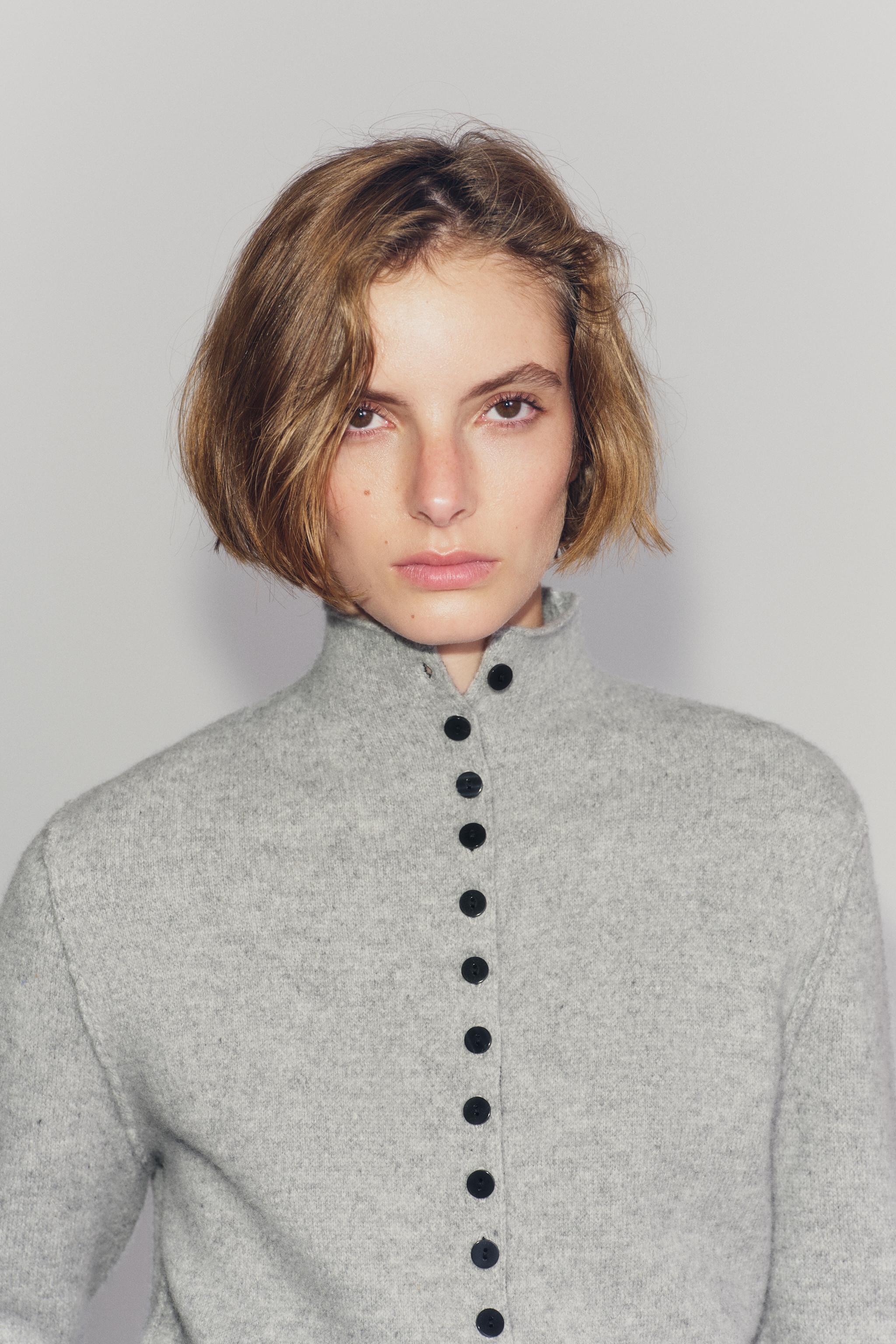 Zara %100 YÜN PERKINS YAKA CEKET görsel 4