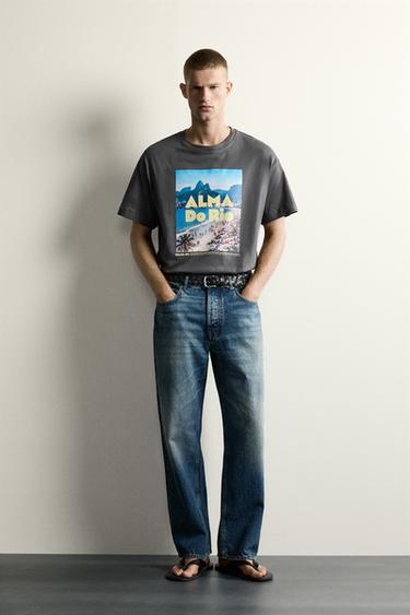 RELAXED FIT RÍO GRAPHIC T-SHIRT - Black by Zara - Image 0