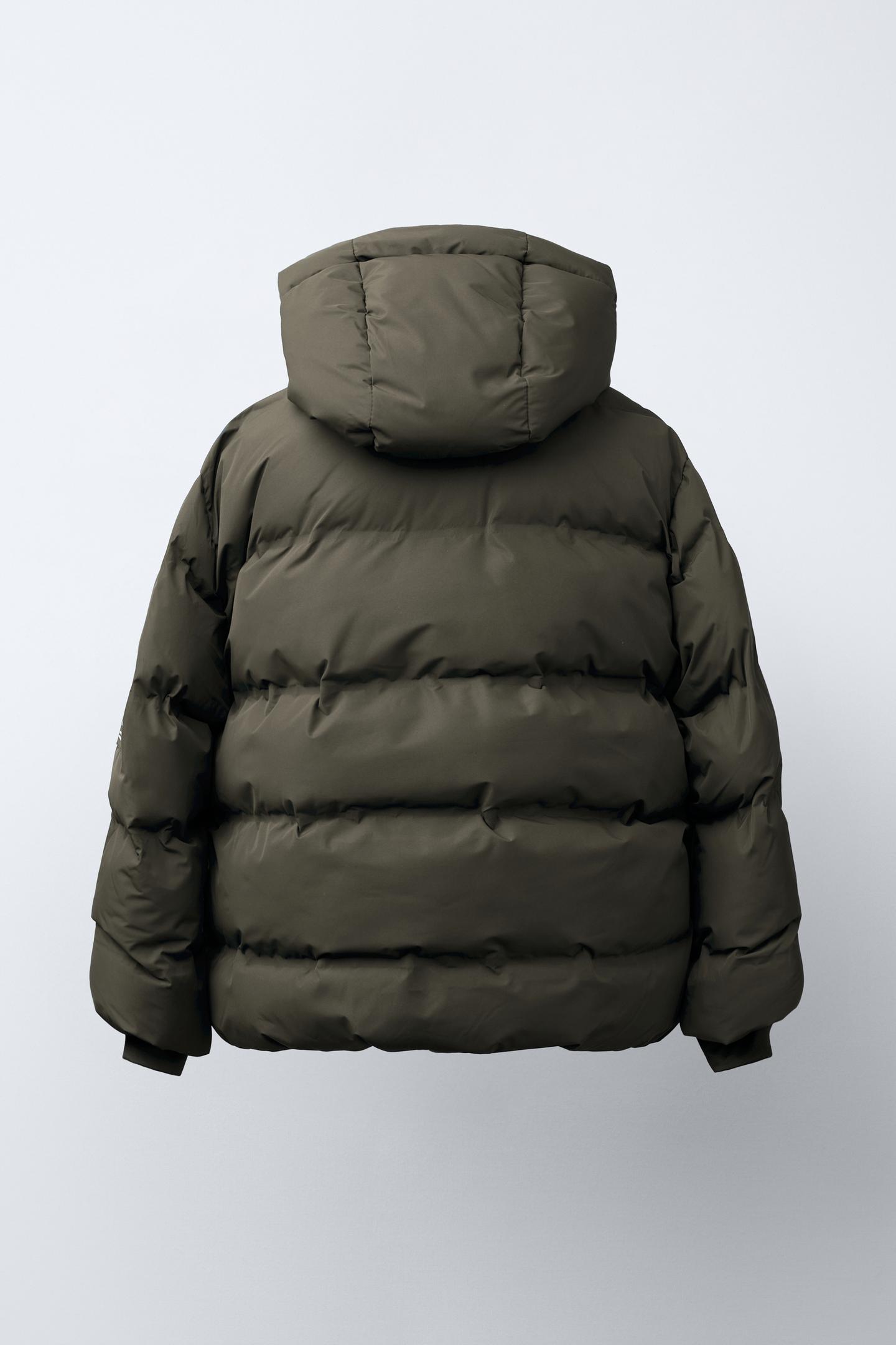 Детская куртка Zara Water Repellent Label Puffer, цвет: Коричневый / Серо-коричневый — фото 4