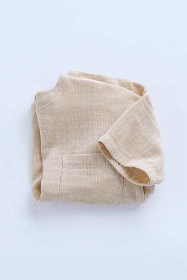 TIMELESZ - TEXTURED SHIRT WITH POCKET - Light beige by Zara - Image 2