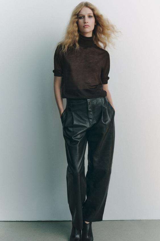 CASHMERE AND SILK HIGH NECK SWEATER Brown ZARA Spain