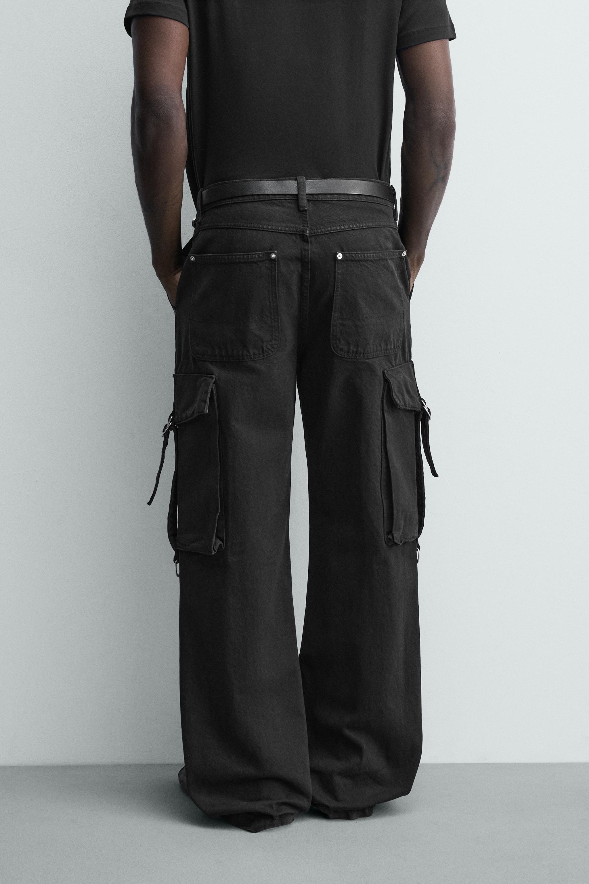 RELAXED FIT CARGO PANTS WITH STRAPS