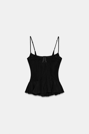 CORSET TULLE À VOLANTS - Noir de Zara - Image 6