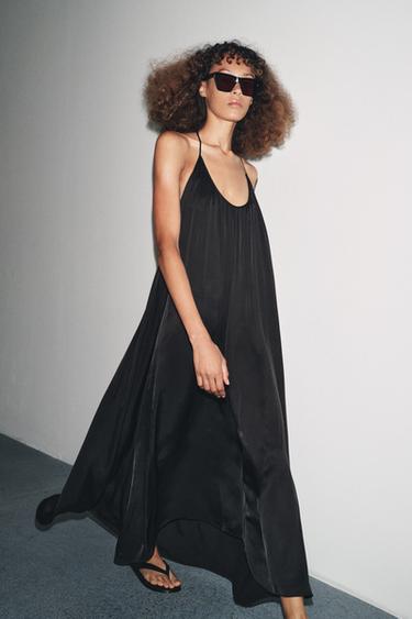 ZW COLLECTION SATIN CAMISOLE DRESS - Black by Zara - Image 3