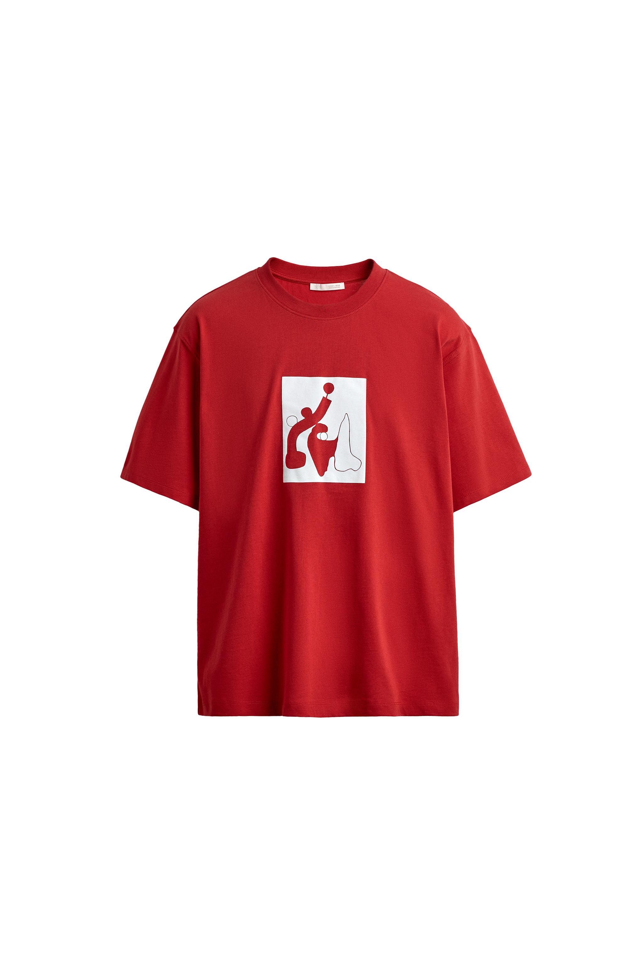 コントラストグラフィックTシャツ - ホワイト/レッド | ZARA Japan / 日本