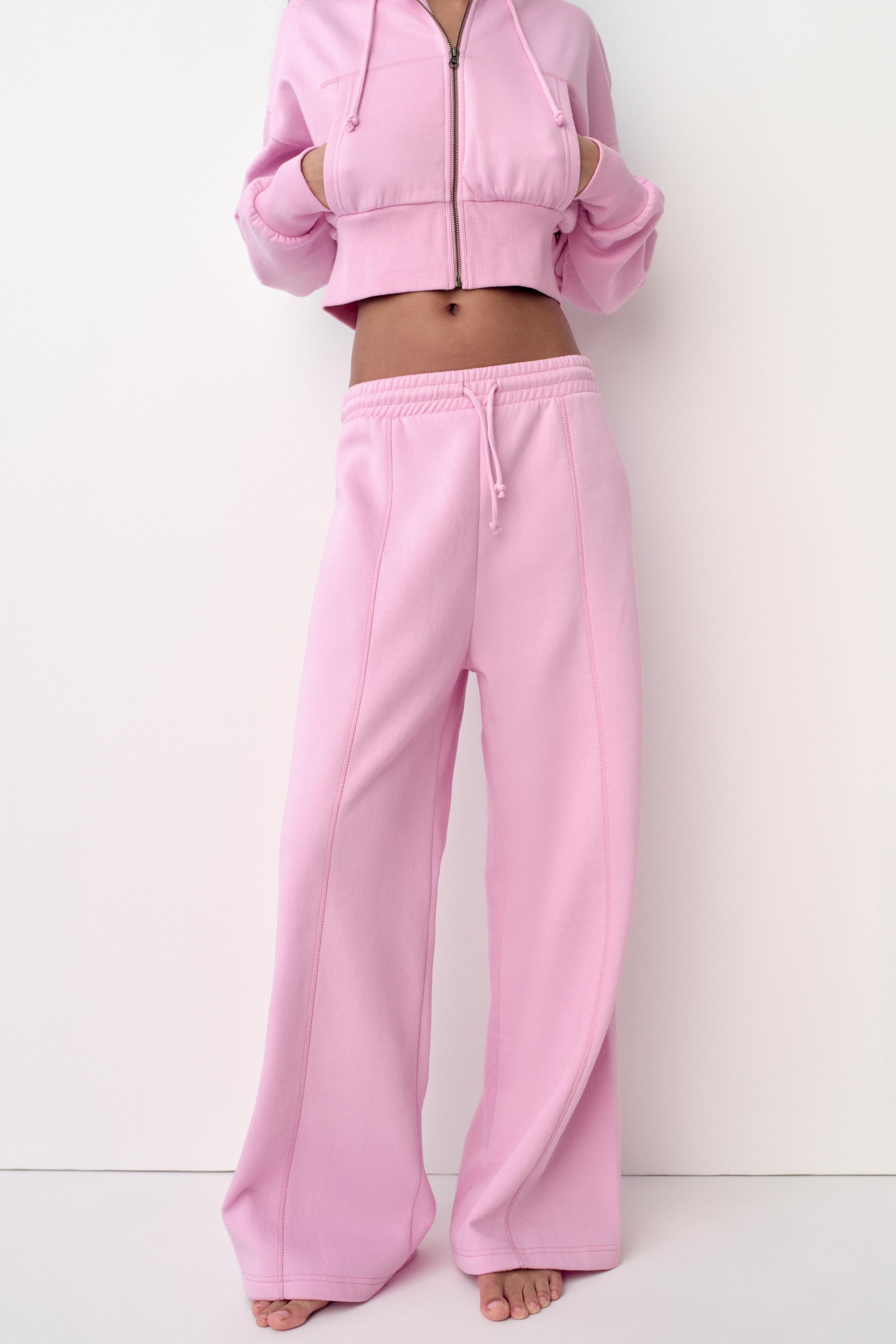 Zara Womens Pink Satin Corset Top Pants Trousers Set Site S