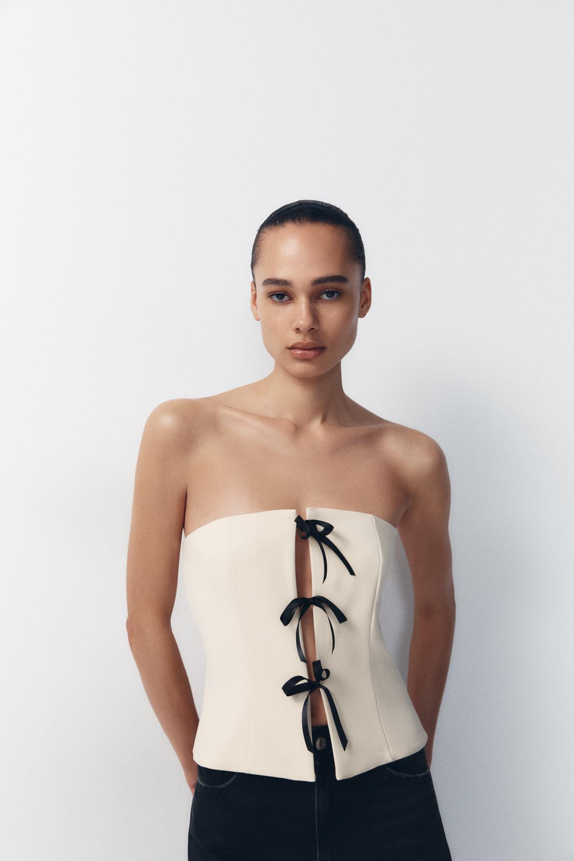 STRAPLESS TOP WITH BOWS