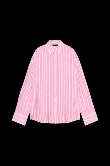 OVERSIZE-HEMD MIT STREIFEN - Rosa / Weiß von Zara