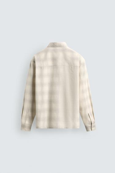 CHECK SHIRT WITH POCKET - White / Grey by Zara - Image 7