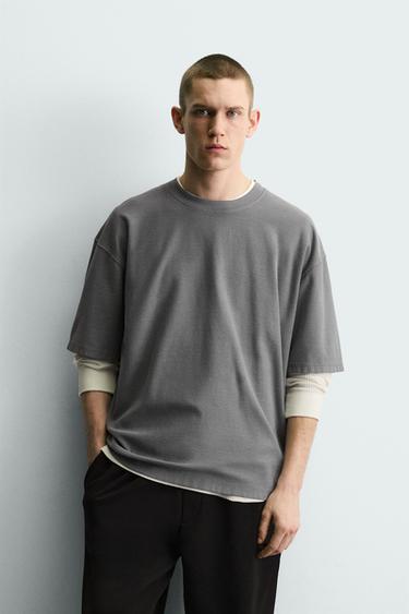 CAMISETA BOXY FIT BÁSICA - Grisáceo de Zara