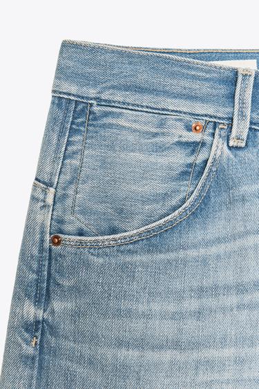 TRF STRAIGHT MID-WAIST BELTED JEANS - Blue by Zara - Image 5