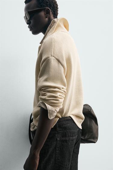 POLO EN MAILLE DE COTON - Écru de Zara - Image 6