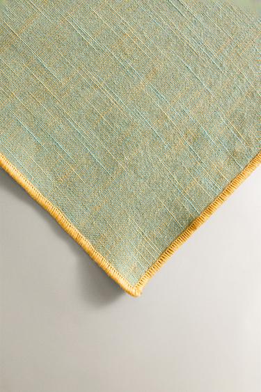 COTTON TABLECLOTH WITH CONTRAST EDGE - Green by Zara - Image 2