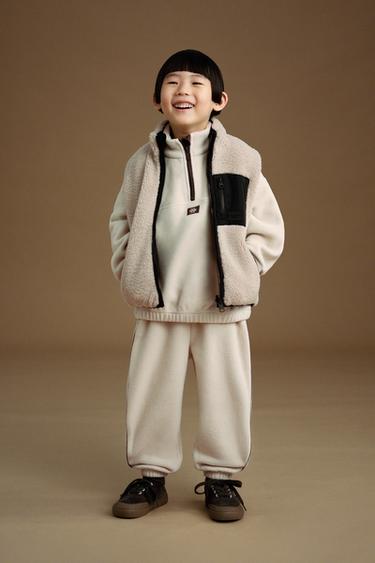 FLEECE JOGGERS WITH TRIMS - Mid-ecru by Zara - Image 4