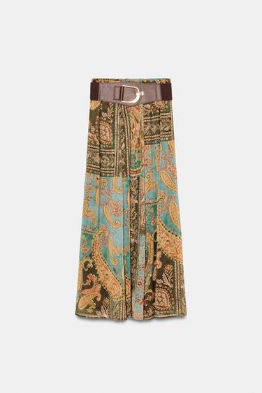 JUPE MI-LONGUE IMPRIMÉE AVEC CEINTURE - Multicolore de Zara - Image 5