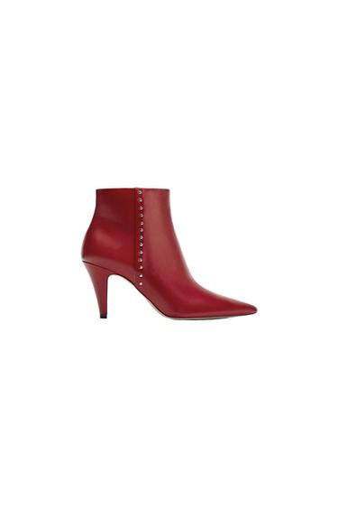 HIGH HEEL LEATHER ANKLE BOOTS WITH STUDS