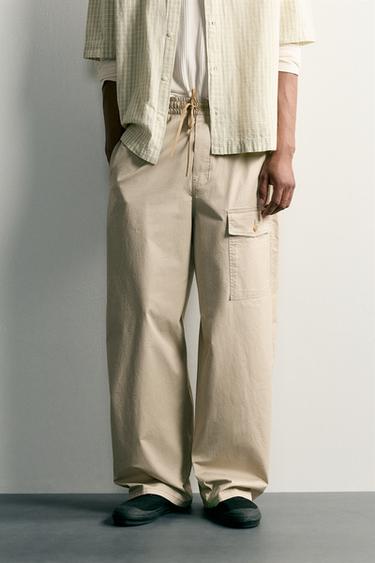 RELAXED FIT CARGO TROUSERS - Beige by Zara