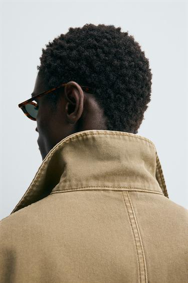 Zara LIMITED EDITION DENIM OVERSHIRT - Khaki