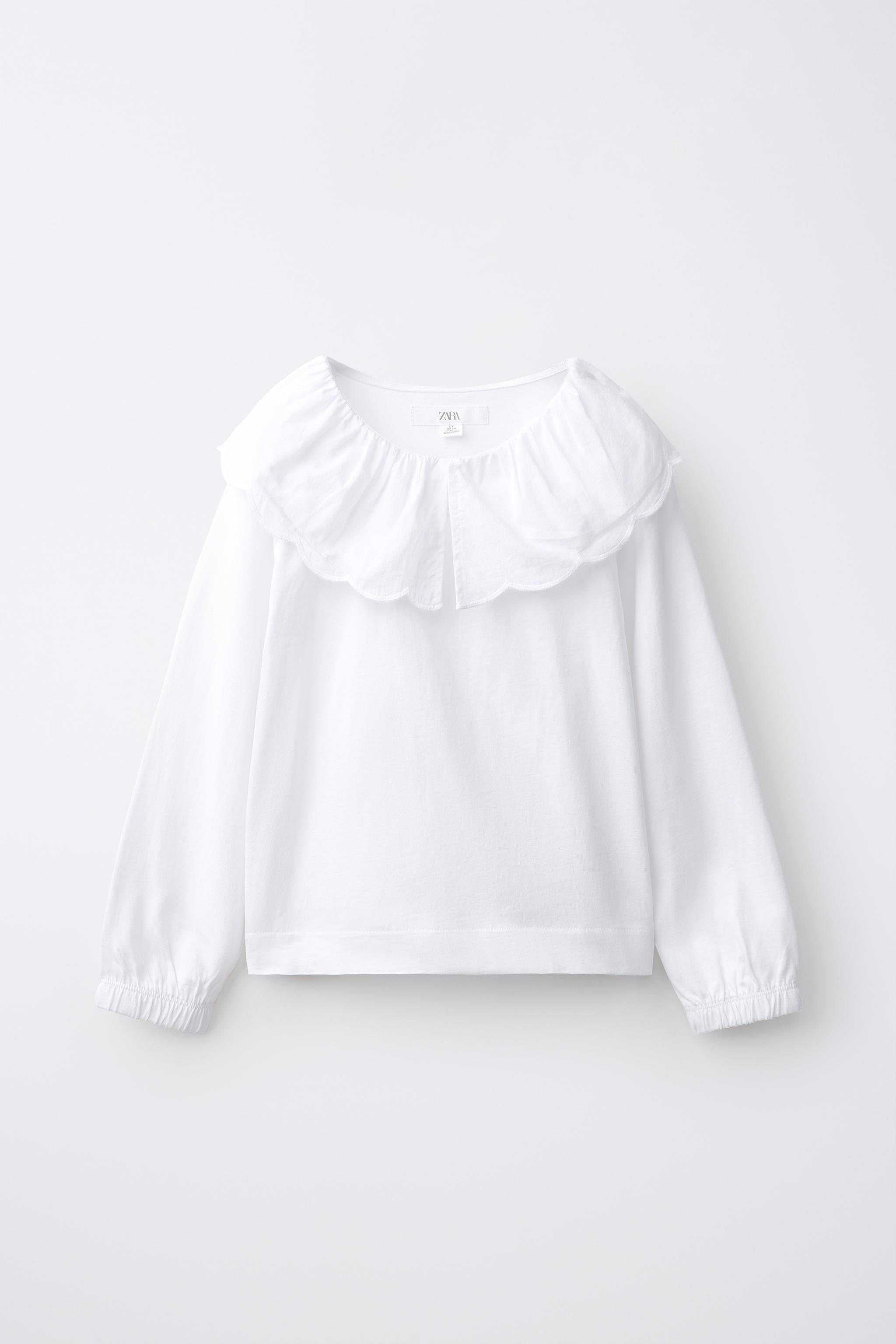 ROMANTIC RUFFLED COLLAR TOP — White