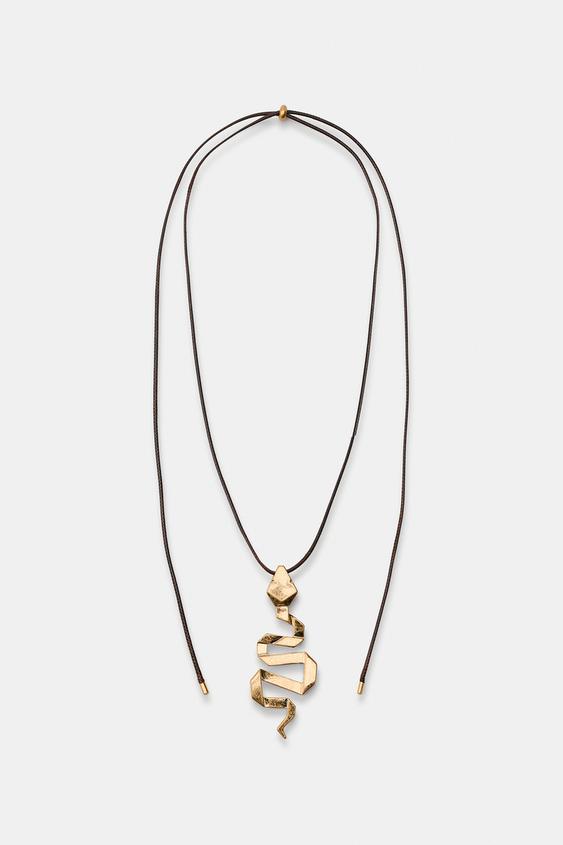 SNAKESKIN CORD NECKLACE - Golden by Zara - Image 2