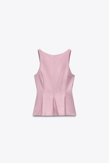 PEPLUM TIE TOP - Dusty pink by Zara