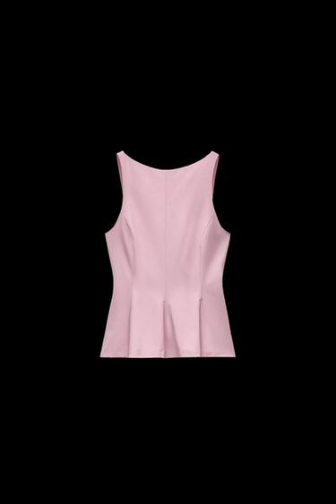 PEPLUM-TOP MIT SCHLEIFE - Rosa pudrig von Zara - Bild 0
