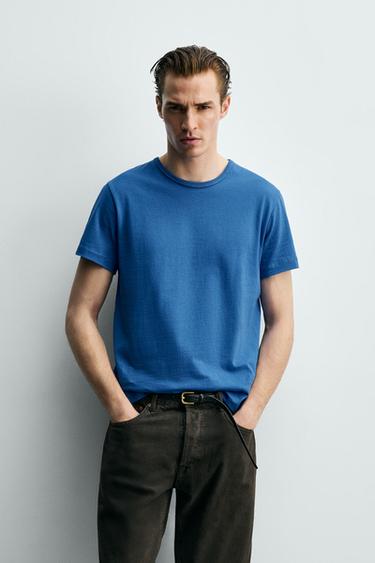 T-SHIRT REGULAR FIT - Bleu roi de Zara