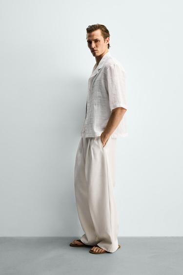 CHEMISE RELAXED FIT COTON-LIN - Blanc de Zara - Image 3