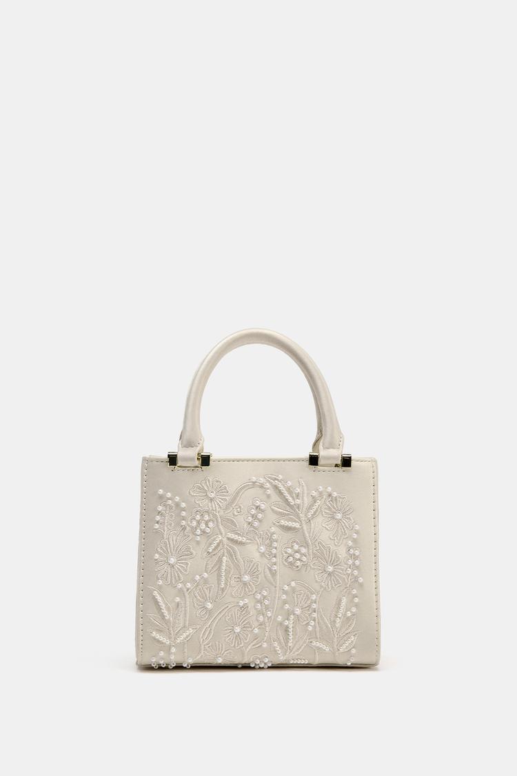 Perlas Bolsos Zara BOLSO APLIQUES EFECTO NACARADO Gris Perla ZARA