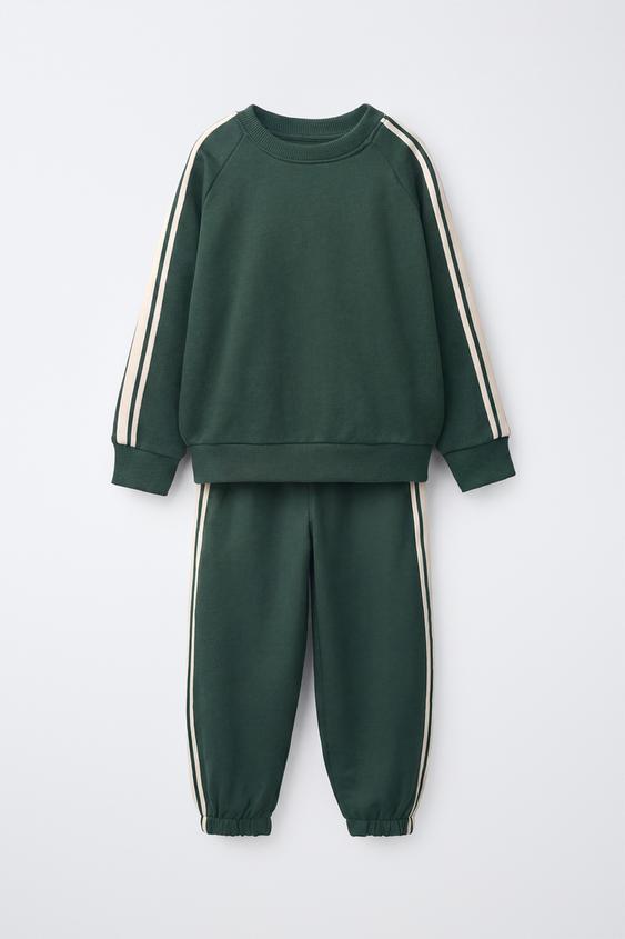 SIDE STRIPE SWEATSHIRT AND JOGGERS SET - Green de Zara - Imagen 0